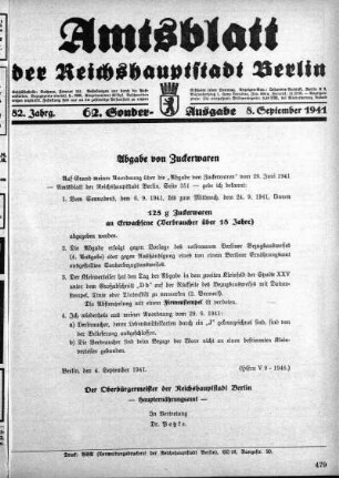 62. Sonderausgabe, 8. September 1941