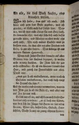 [Vorrede.] An alle, die dieß Buch kaufen, oder brauchen wollen.