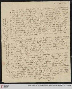 Korrespondenz Karl Immanuel Nitzsch / Carl Ullmann: Brief von Karl Immanuel Nitzsch an Carl Ullmann