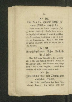 N.o 38. Zubereitung eines dem Champagner ähnlichen Weines.