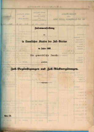 Zusammenstellung der in sämmtlichen Staaten des Zollvereins für gewerbliche Zwecke gewährten Zoll-Begünstigungen und Zoll-Rückvergütungen. 1866