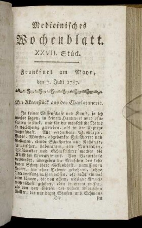 XXVII. Stück. Frankfurt am Mayn, den 7. Julii 1787. - XXX. Stück. Frankfurt am Mayn, den 28. Julii 1787.
