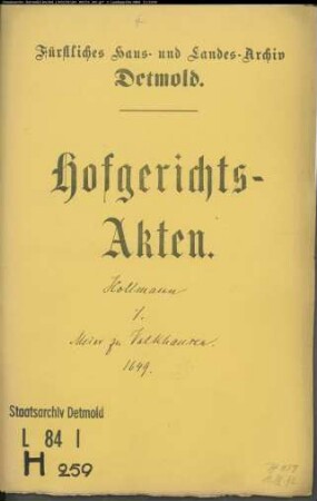 Hollmann, Felix, Hebdomadarius gegen Berend Meier zu Volkhausen - Schuldforderung