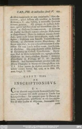 Caput VIII. De Inscriptionibus.
