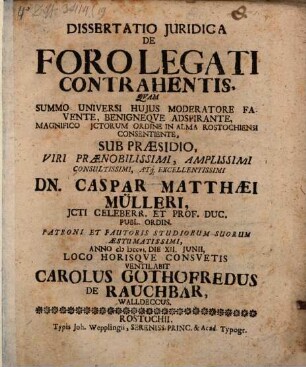 Disp. iur. de foro legati contrahentis