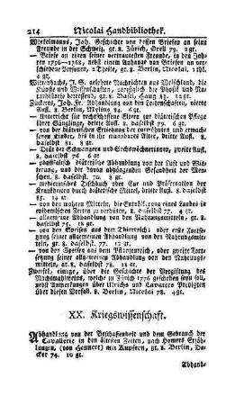 XX. Kriegswissenschaft