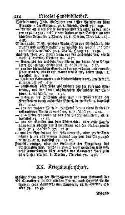 XX. Kriegswissenschaft