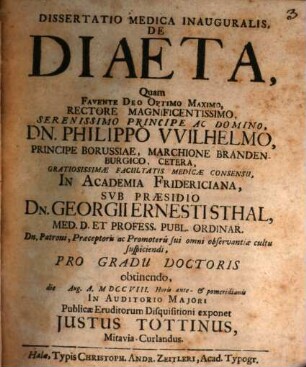 Diss. med. inaug. de diaeta