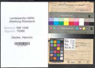 Entnazifizierung Heinrich Decker , geb. 23.03.1888 (Stadtsekretaer)