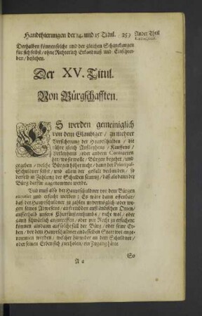 Der XV. Titul.