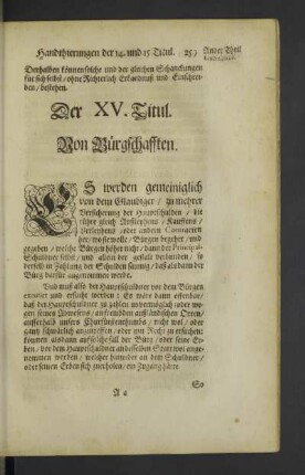 Der XV. Titul.