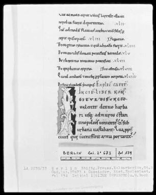 Cassiodor, Historia Ecclesiastica — Initiale I(GITUR DEFUNCTO), Folio 134recto