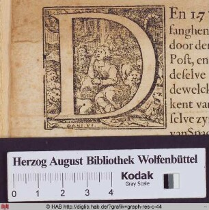 Initiale "D" mit jungem Mann und Löwen.