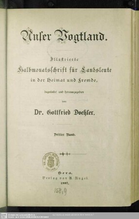 3.1896/97: Unser Vogtland : illustriertes Jahrbuch für Landsleute in der Heimat und Fremde