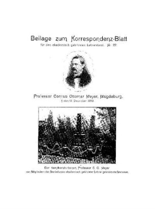 Professor Conrad Ottomar Meyer : [Tod] ; Beilage zum Korrespondenz-Blatt Nr. 22