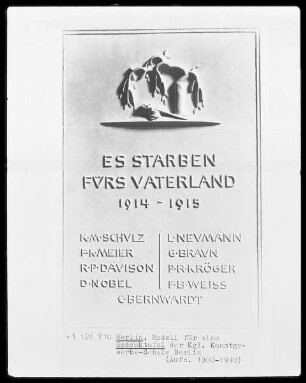 Gedenktafel für die Opfer der Kunstgewerbeschule Berlin