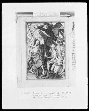 Gebetbuch — Folge von Passionsszenen nach Stichen Schongauers — Jesus in der Hölle, Folio 24verso