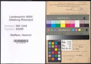 Entnazifizierung Heinrich Steffans , geb. 17.09.1888 (Tischler)