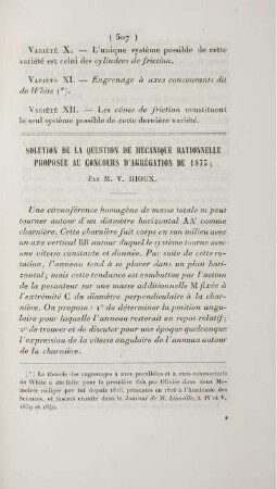 Solution de la question de mécanique rationnelle proposée au concours d'agrégation de 1873.
