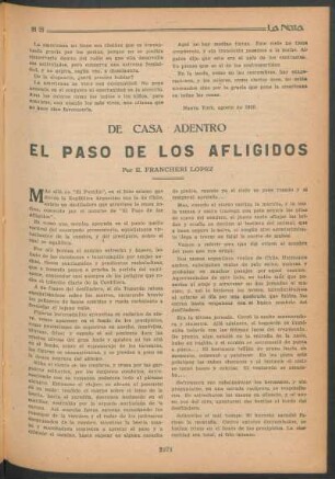 De casa adentro : El paso de los afligidos