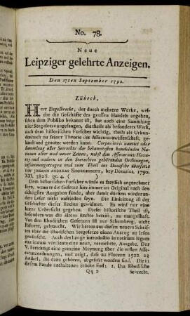 No. 78. Den 27ten September 1790.
