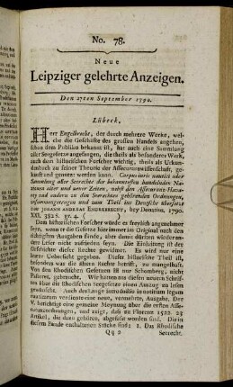 No. 78. Den 27ten September 1790.