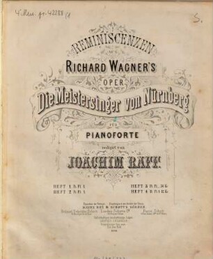 Reminiscenzen aus Richard Wagner's Oper Die Meistersinger von Nürnberg, 1