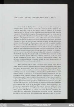 The Ethnic Identity Of The Kurds In Turkey