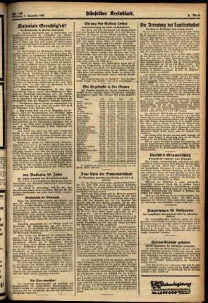 Zweite Ausgabe vom Mittwoch, den 08. Dezember 1937.
