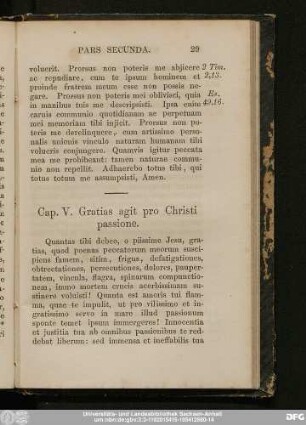 Cap. V. Gratias agit pro Christi passione.
