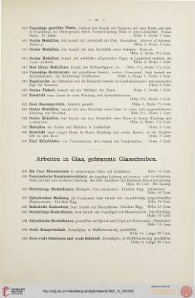 Arbeiten in Glas, gebrannte Glasscheiben (Nr. 628-727a)