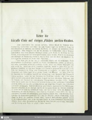Ueber die kürzeste Linie auf einigen Flächen zweiten Grades