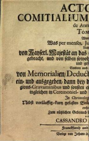 Actorum Comitialium Publicorum de Anno ... Tomus .... 1743,2