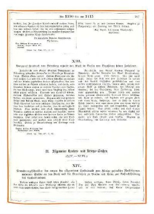 II. Allgemeine Landes- und Kriegs-Sachen