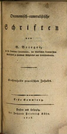 Oekonomisch-cameralistische Schriften