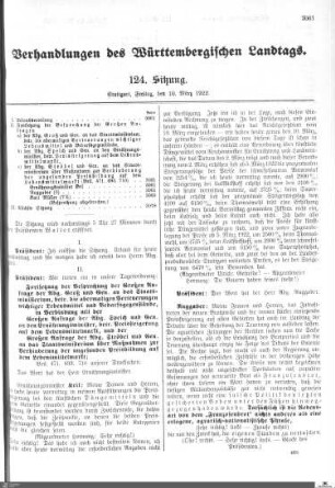 124. Sitzung, Stuttgart, 10.3.1922
