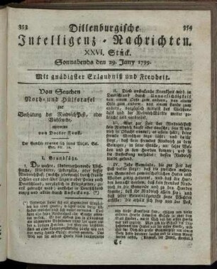 XXVI. Stück. Sonnabends den 29. Juny 1799.