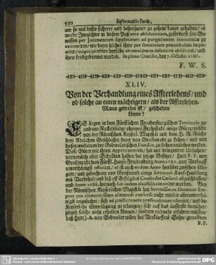 XLIV. [Informatio Juris, In Materia Feudali]