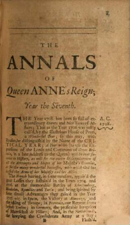 History of the reign of Queen Anne, digested into annals. 7. 1709