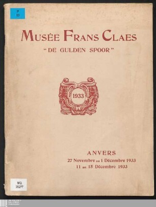3: [Bildband] Anvers 27 Novembre au 1 Décembre 1933, 11 au 15 Décembre 1933