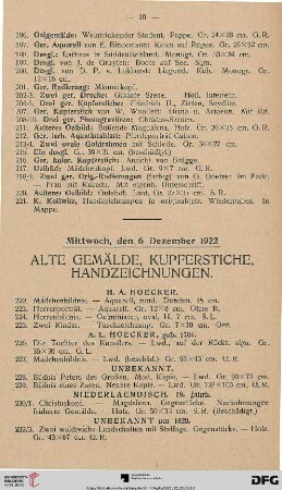 Alte Gemälde, Kupferstiche, Handzeichnungen (Nr. 222-406)