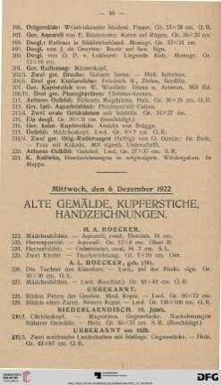 Alte Gemälde, Kupferstiche, Handzeichnungen (Nr. 222-406)