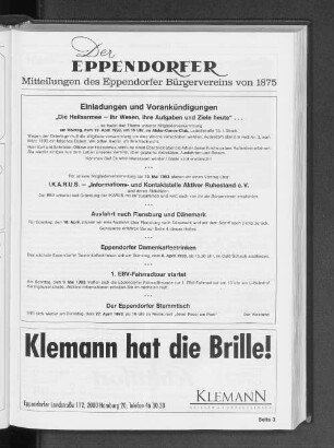 Der Eppendorfer Mitteilungen des Eppendorfer Bürgervereins von 1875