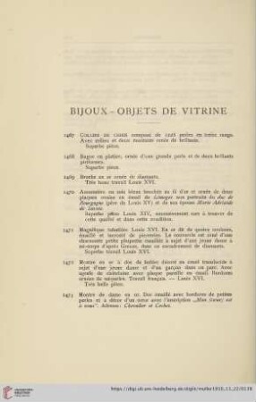 Bijoux - Objets de vitrine (No. 1467 - 1494)