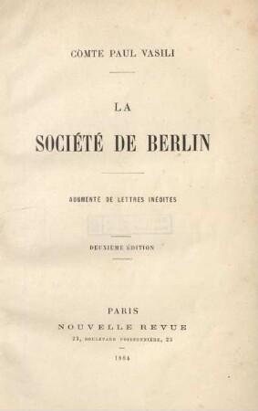 La Société de Berlin : augmenté de lettres inédites