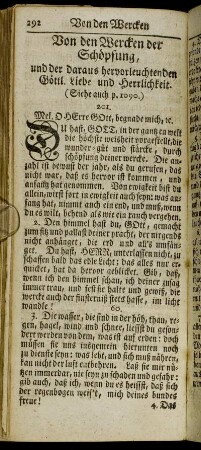 (XIX.) Von den Wercken der Schöpfung, und der daraus hervorleuchtenden Göttl. Liebe und Herrlichkeit.