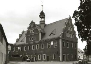 Belgern, Markt 3. Rathaus (1576/1578, Wiederherstellung 1661/1662). Giebel- und Rückseite von Südosten