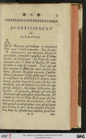 Avertissement du libraire