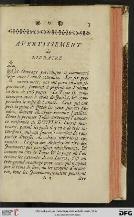 Avertissement du libraire