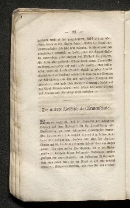 Die niedere Volkschule (Armenschule).